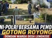 Kebersamaan Tanpa Batas! TNI-Polri, Pemdes Lengkese dan Warga Gotong Royong Percantik Lingkungan