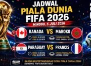 Jadwal Piala Dunia 5 Juli 2026: Kanada vs Maroko Buka Babak 16 Besar, Prancis Hadapi Paraguay