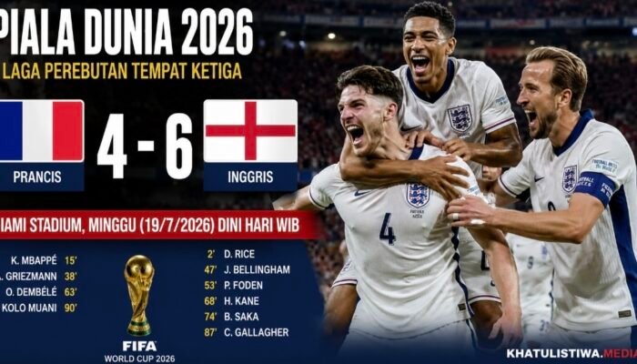 Inggris Bungkam Prancis 6-4, Bukayo Saka Hattrick dan Antar The Three Lions Rebut Posisi Ketiga Piala Dunia 2026