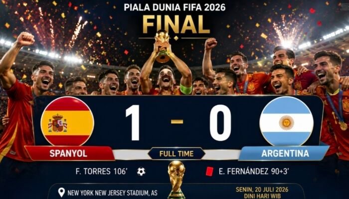 Drama Extra Time! Spanyol Kalahkan Argentina 1-0, Angkat Trofi Piala Dunia 2026