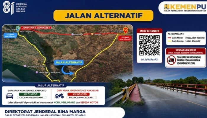 Jembatan S. Lengkese I Takalar Dalam Penanganan, Pengendara Diminta Lewat Jalur Alternatif