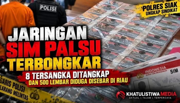 Sindikat SIM Palsu Lintas Siak-Pekanbaru Dibongkar, 8 Tersangka Diciduk, Satu Buronan Diburu