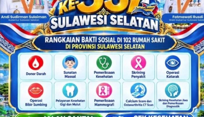 HUT ke-357 Sulsel, Pemprov dan 100 Rumah Sakit Gelar Baksos Akbar Serentak